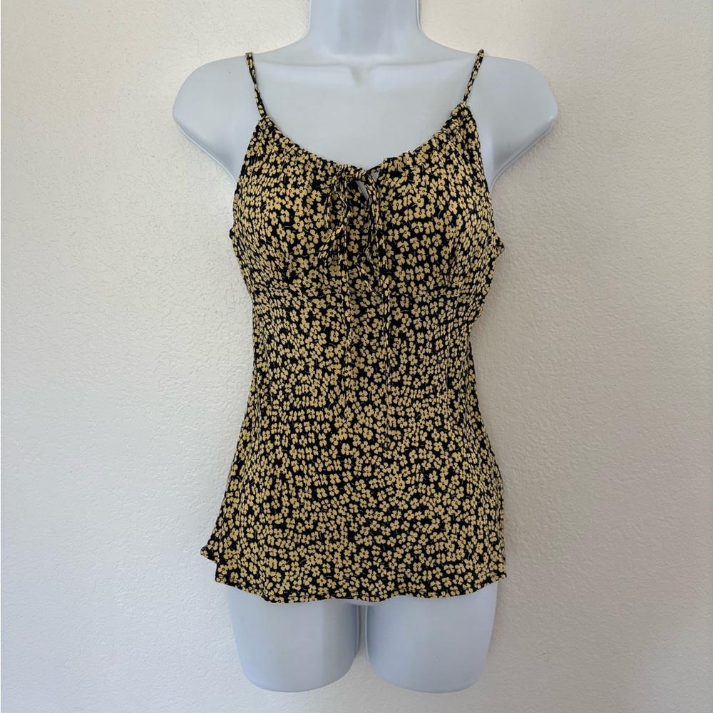 Rouje Black and Yellow Tie Floral Camisole